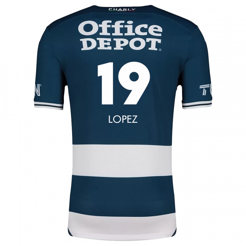 Bambino Maglia Javier Eduardo López #19 Blu Bianco Kit Gara Home 2024/25 Maglietta