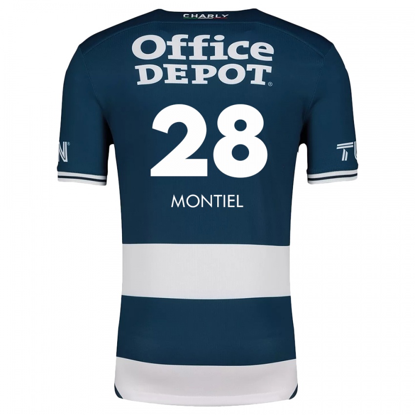 Bambino Maglia Elías Montiel #28 Blu Bianco Kit Gara Home 2024/25 Maglietta