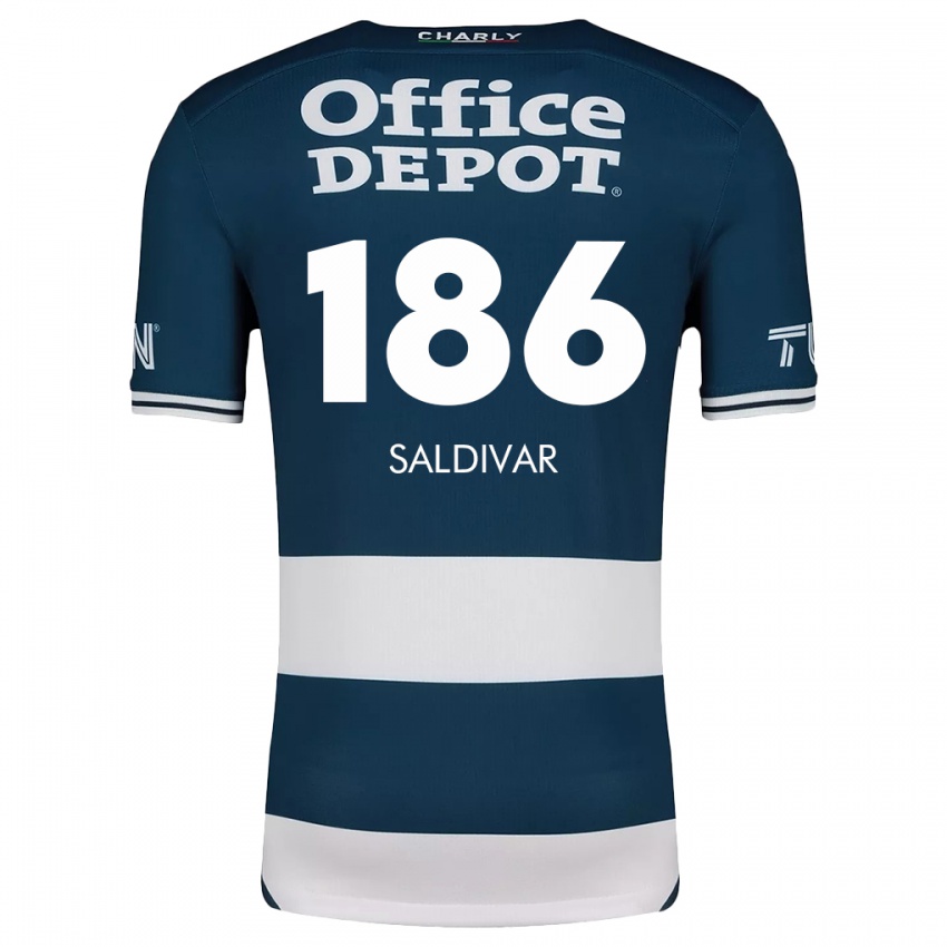 Bambino Maglia José Saldívar #186 Blu Bianco Kit Gara Home 2024/25 Maglietta