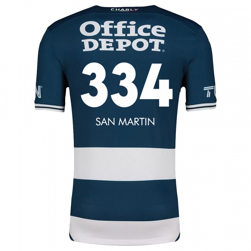 Bambino Maglia Uziel San Martín #334 Blu Bianco Kit Gara Home 2024/25 Maglietta