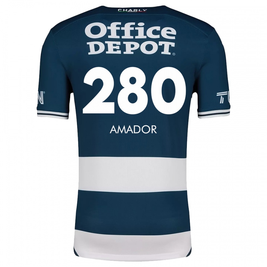 Bambino Maglia Santiago Amador #280 Blu Bianco Kit Gara Home 2024/25 Maglietta