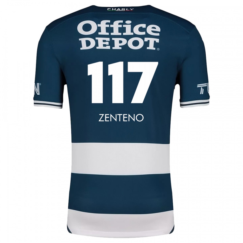 Bambino Maglia Gustavo Zenteno #117 Blu Bianco Kit Gara Home 2024/25 Maglietta