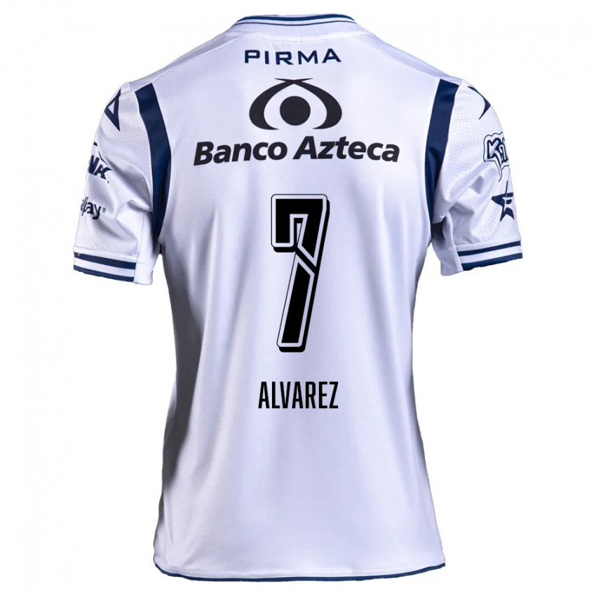 Bambino Maglia Daniel Álvarez #7 Bianco Blu Navy Kit Gara Home 2024/25 Maglietta