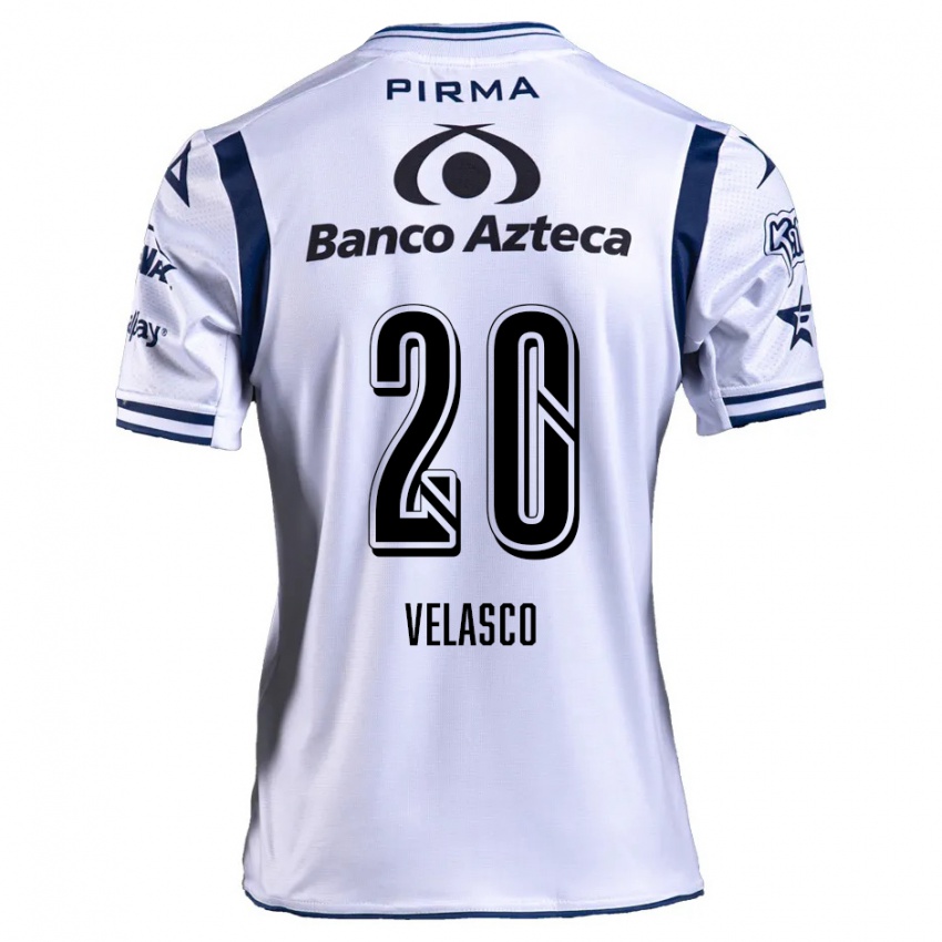 Bambino Maglia Kevin Velasco #20 Bianco Blu Navy Kit Gara Home 2024/25 Maglietta