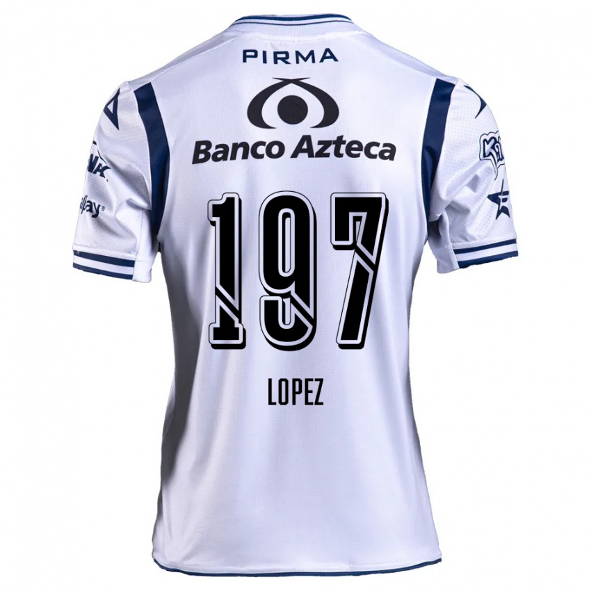 Bambino Maglia Sebastián López #197 Bianco Blu Navy Kit Gara Home 2024/25 Maglietta