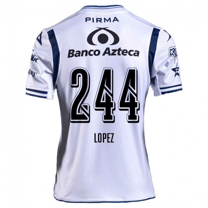 Bambino Maglia Daniel López #244 Bianco Blu Navy Kit Gara Home 2024/25 Maglietta