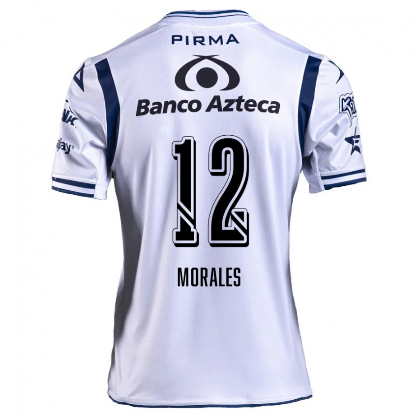 Bambino Maglia Karla Morales #12 Bianco Blu Navy Kit Gara Home 2024/25 Maglietta