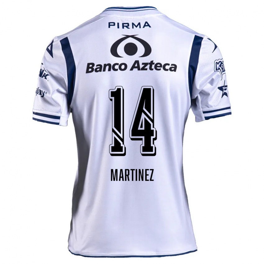 Bambino Maglia Samantha Martínez #14 Bianco Blu Navy Kit Gara Home 2024/25 Maglietta