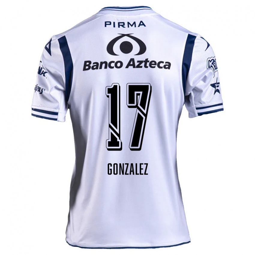 Bambino Maglia Andrea González #17 Bianco Blu Navy Kit Gara Home 2024/25 Maglietta