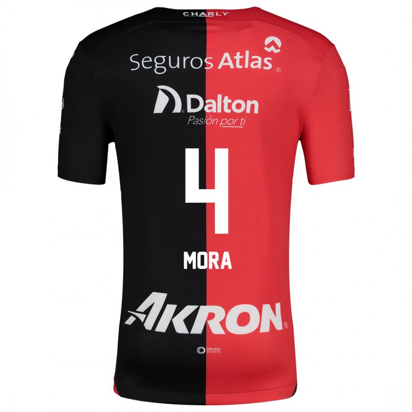 Bambino Maglia Adrián Mora #4 Rosso Nero Kit Gara Home 2024/25 Maglietta