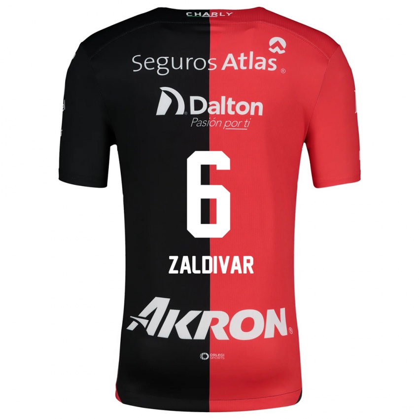 Bambino Maglia Édgar Zaldívar #6 Rosso Nero Kit Gara Home 2024/25 Maglietta