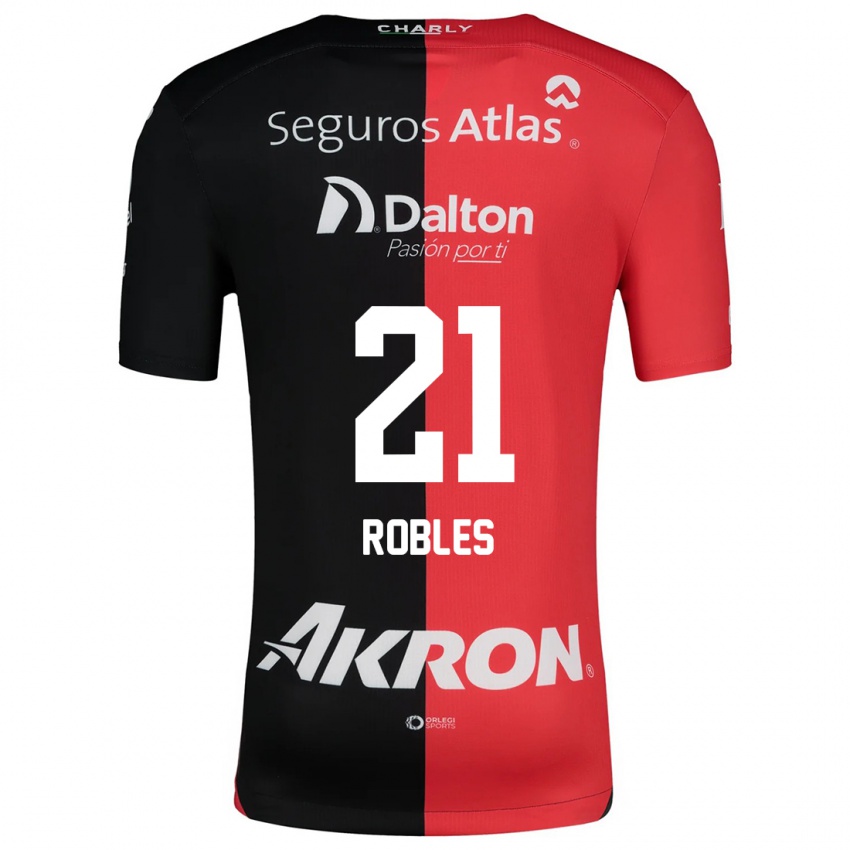 Bambino Maglia Carlos Robles #21 Rosso Nero Kit Gara Home 2024/25 Maglietta