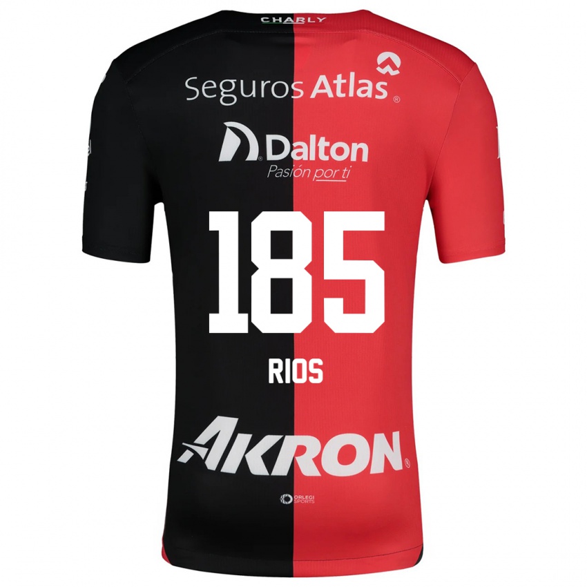 Bambino Maglia Víctor Ríos #185 Rosso Nero Kit Gara Home 2024/25 Maglietta