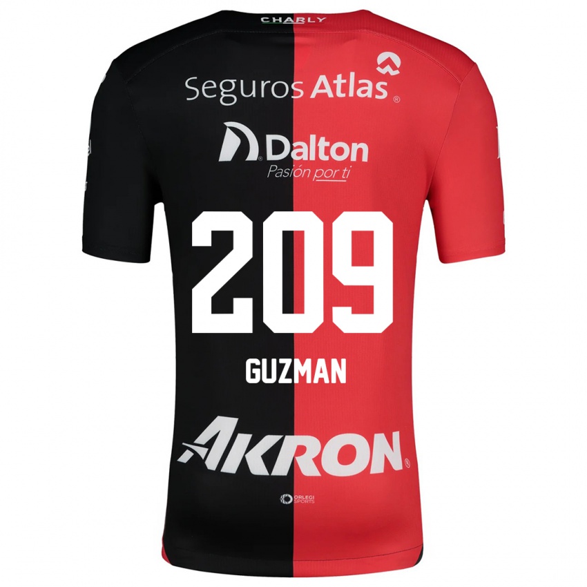 Bambino Maglia Jorge Guzmán #209 Rosso Nero Kit Gara Home 2024/25 Maglietta