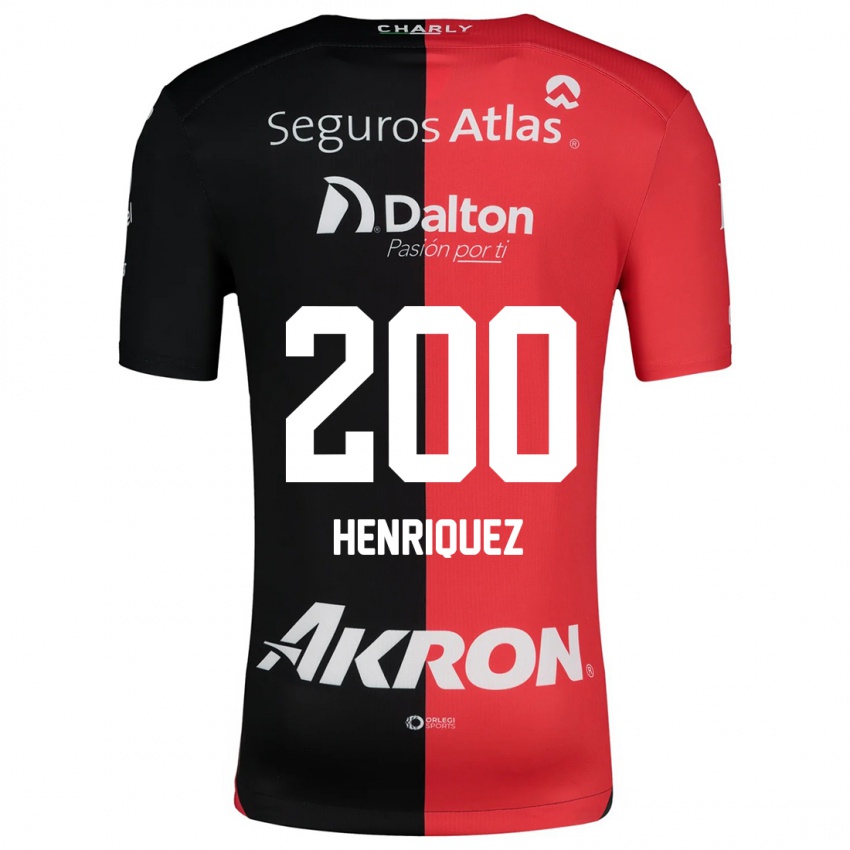 Bambino Maglia Carlos Henríquez #200 Rosso Nero Kit Gara Home 2024/25 Maglietta