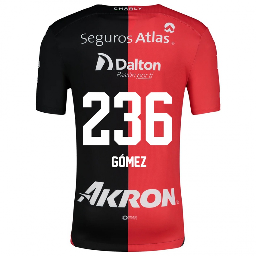 Bambino Maglia José Gómez #236 Rosso Nero Kit Gara Home 2024/25 Maglietta