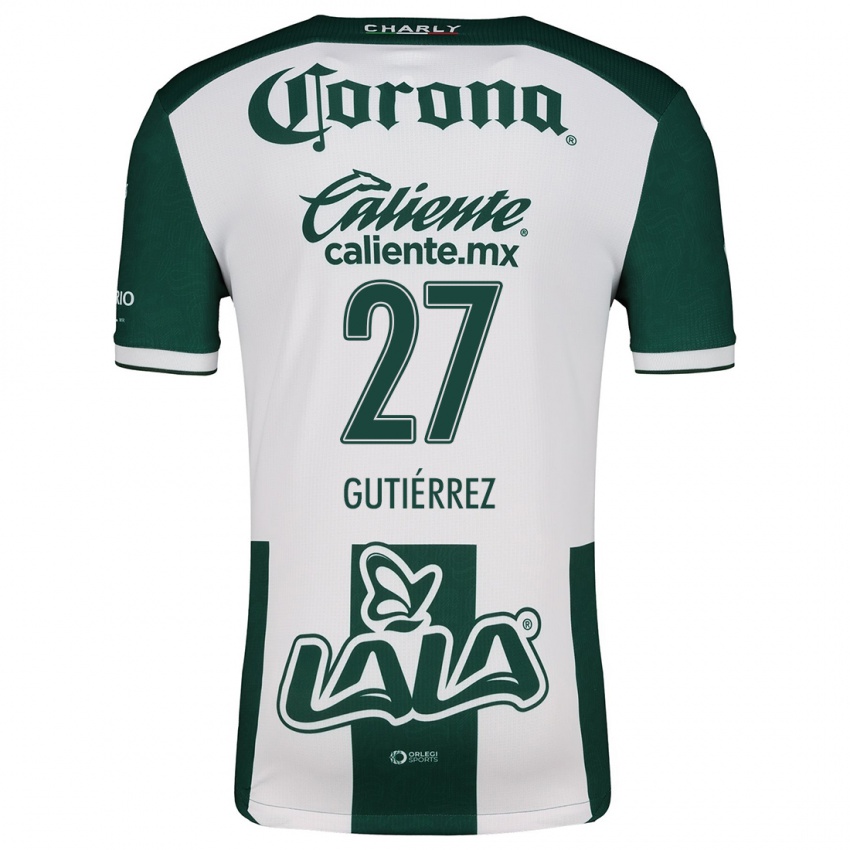 Bambino Maglia Luis Gutiérrez #27 Verde Bianco Kit Gara Home 2024/25 Maglietta