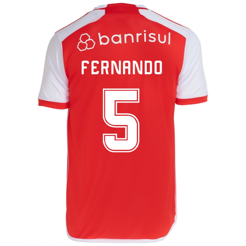 Bambino Maglia Fernando #5 Rosso Bianco Kit Gara Home 2024/25 Maglietta