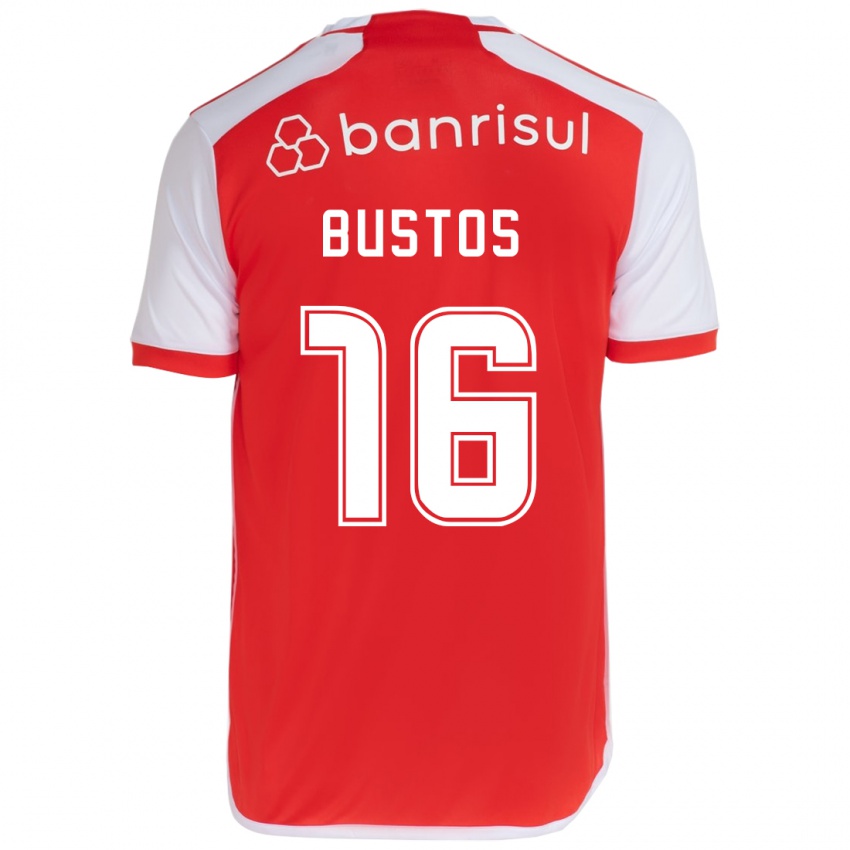 Bambino Maglia Fabricio Bustos #16 Rosso Bianco Kit Gara Home 2024/25 Maglietta