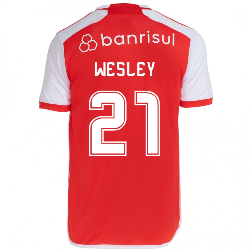 Bambino Maglia Wesley #21 Rosso Bianco Kit Gara Home 2024/25 Maglietta