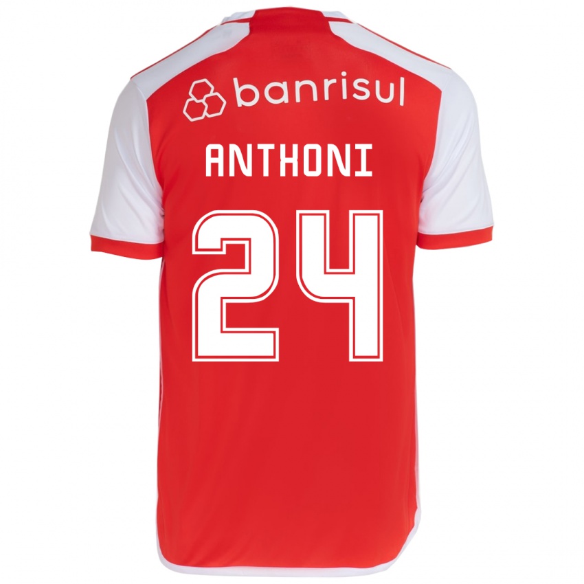 Bambino Maglia Anthoni #24 Rosso Bianco Kit Gara Home 2024/25 Maglietta