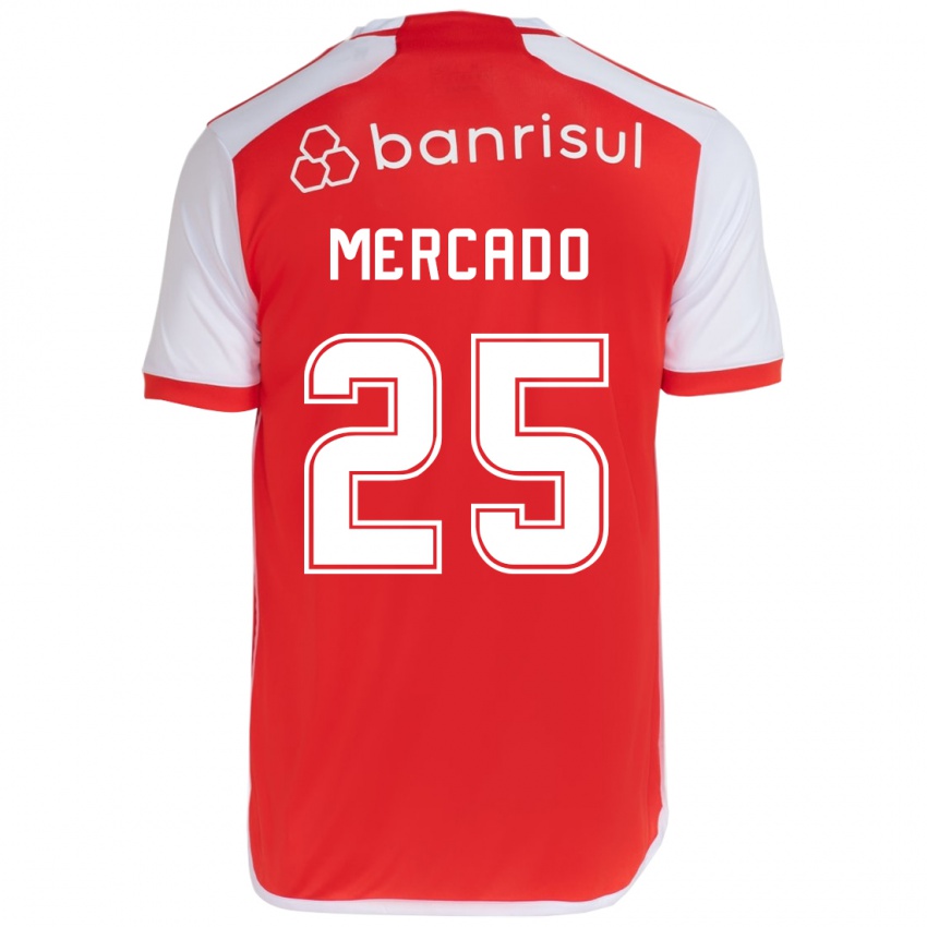 Bambino Maglia Gabriel Mercado #25 Rosso Bianco Kit Gara Home 2024/25 Maglietta