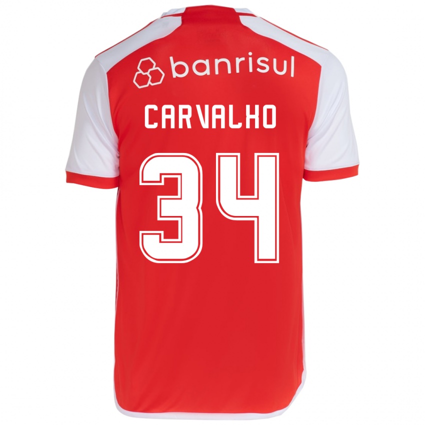 Bambino Maglia Gabriel Carvalho #34 Rosso Bianco Kit Gara Home 2024/25 Maglietta