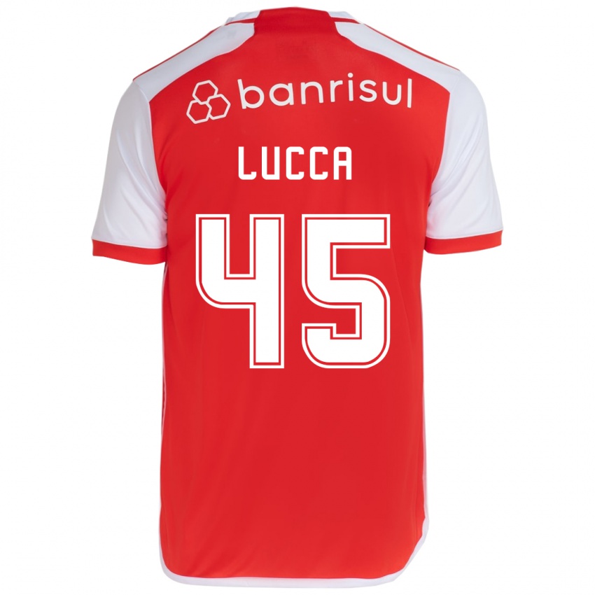 Bambino Maglia Lucca #45 Rosso Bianco Kit Gara Home 2024/25 Maglietta