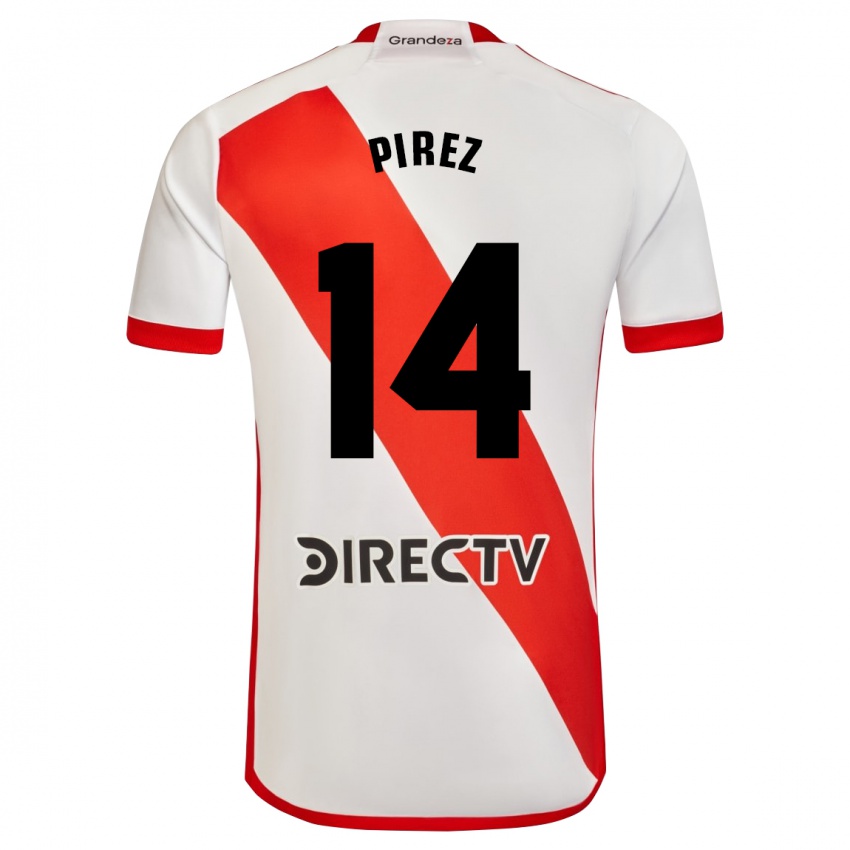 Bambino Maglia Leandro González Pírez #14 Bianco Rosso Kit Gara Home 2024/25 Maglietta