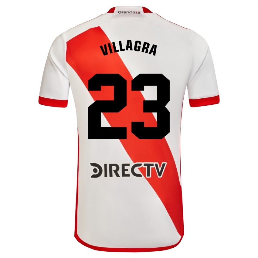 Bambino Maglia Rodrigo Villagra #23 Bianco Rosso Kit Gara Home 2024/25 Maglietta