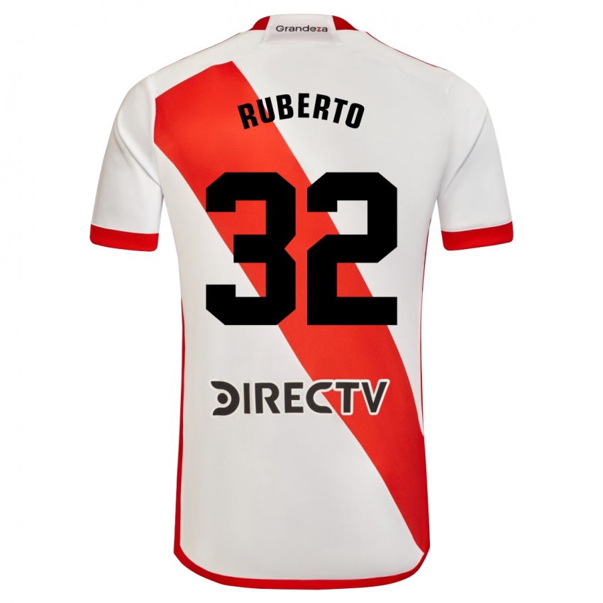 Bambino Maglia Agustín Ruberto #32 Bianco Rosso Kit Gara Home 2024/25 Maglietta