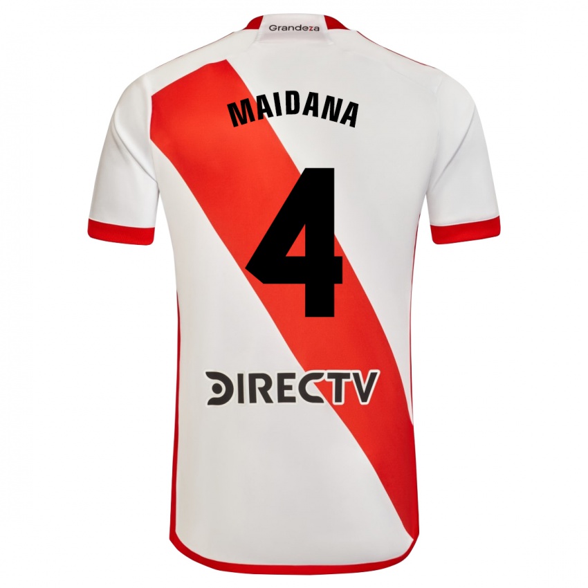 Bambino Maglia Jonatan Maidana #4 Bianco Rosso Kit Gara Home 2024/25 Maglietta