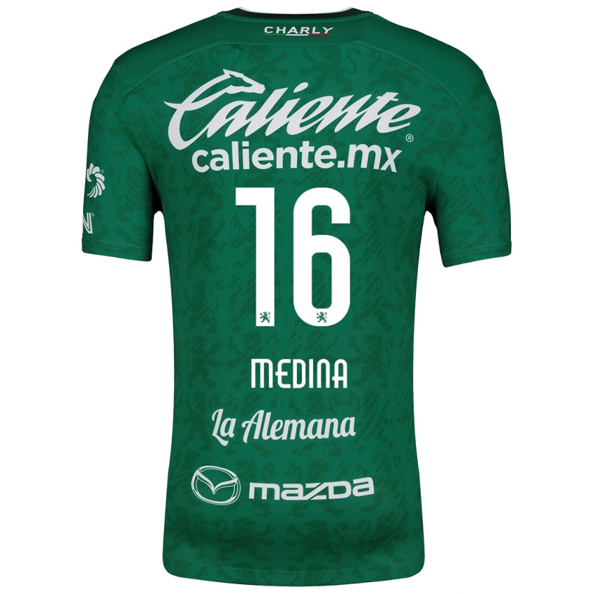 Bambino Maglia Alan Medina #16 Verde Bianco Kit Gara Home 2024/25 Maglietta