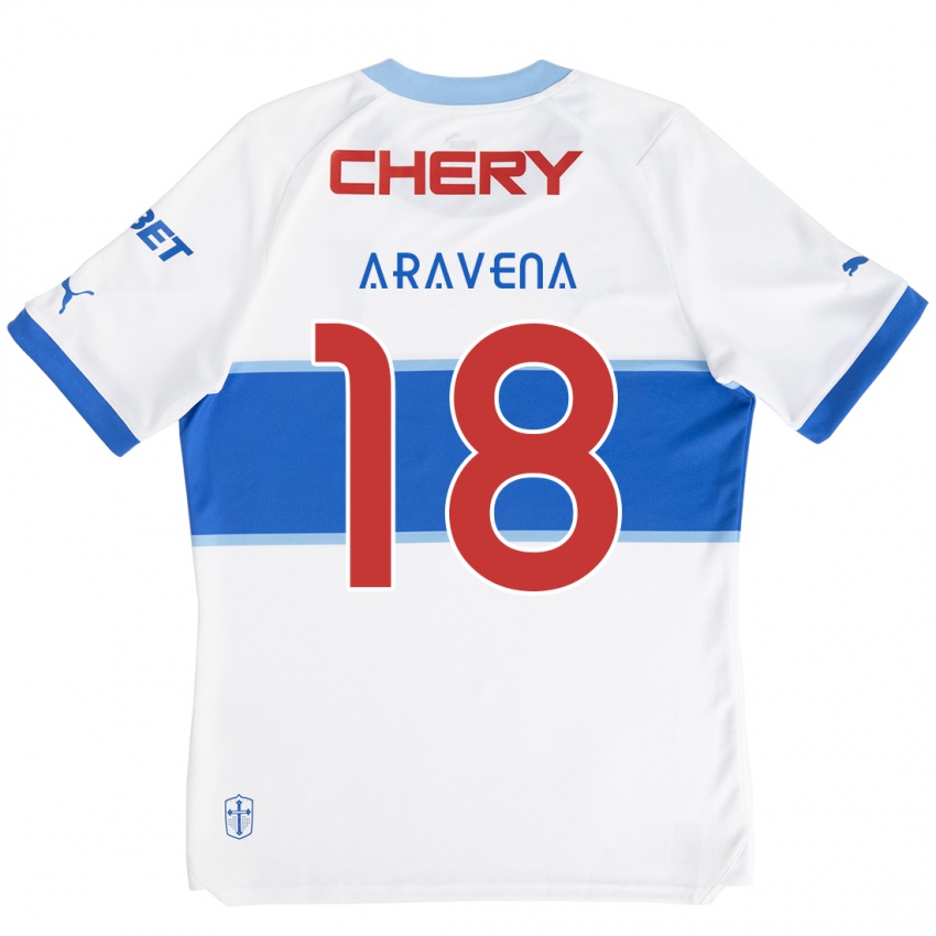 Bambino Maglia Alexander Aravena #18 Bianco Blu Kit Gara Home 2024/25 Maglietta