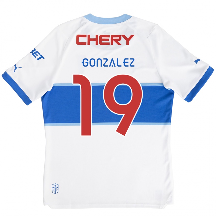 Bambino Maglia Bryan González #19 Bianco Blu Kit Gara Home 2024/25 Maglietta