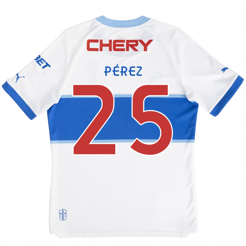 Bambino Maglia Sebastián Pérez #25 Bianco Blu Kit Gara Home 2024/25 Maglietta