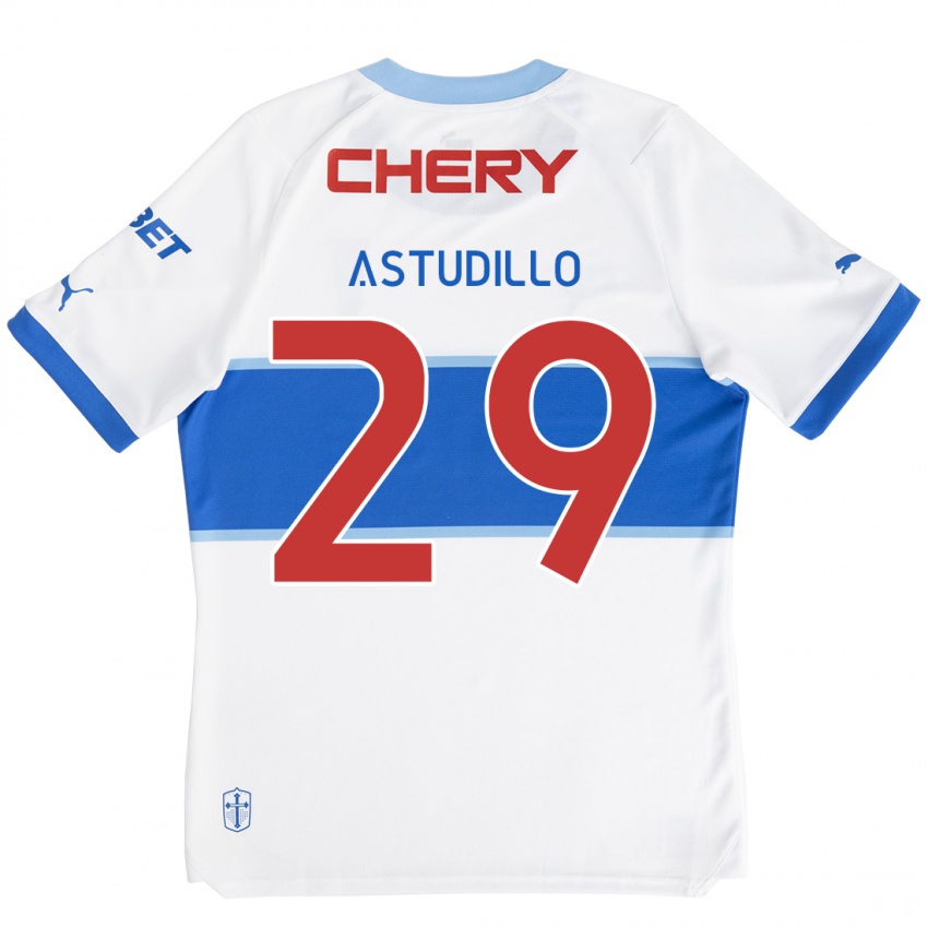 Bambino Maglia Aaron Astudillo #29 Bianco Blu Kit Gara Home 2024/25 Maglietta