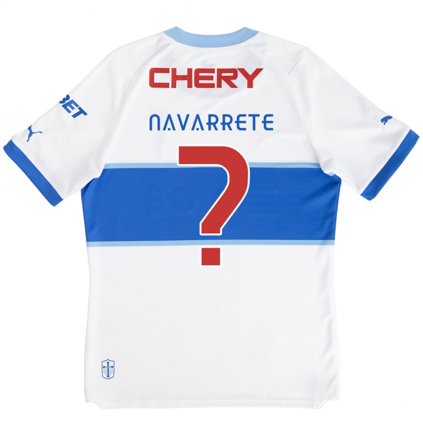 Bambino Maglia Carlos Navarrete #0 Bianco Blu Kit Gara Home 2024/25 Maglietta