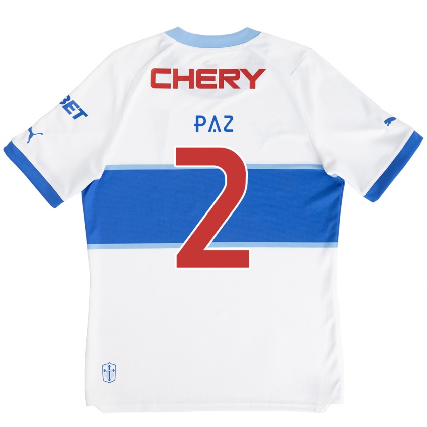 Bambino Maglia Nehuén Paz #2 Bianco Blu Kit Gara Home 2024/25 Maglietta