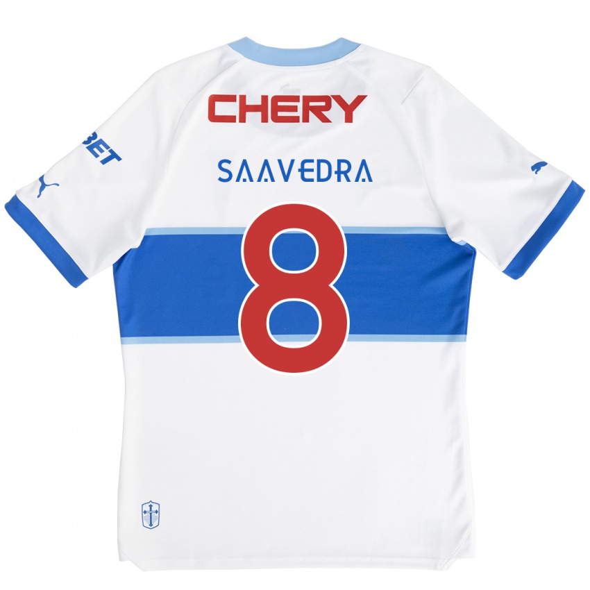 Bambino Maglia Ignacio Saavedra #8 Bianco Blu Kit Gara Home 2024/25 Maglietta