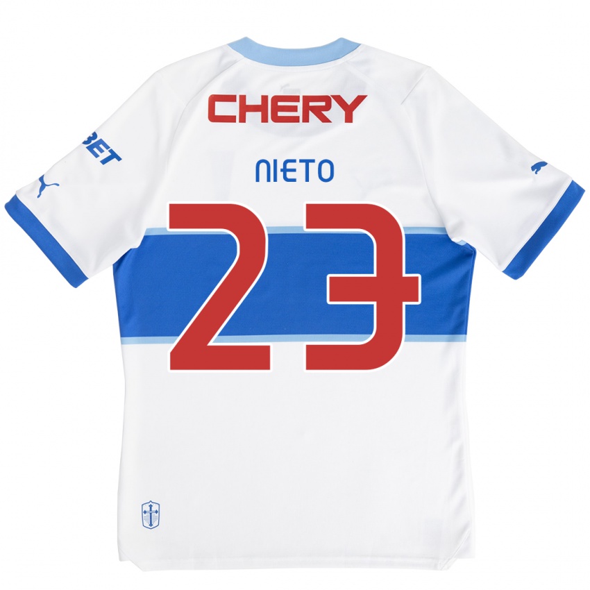 Bambino Maglia Byron Nieto #23 Bianco Blu Kit Gara Home 2024/25 Maglietta