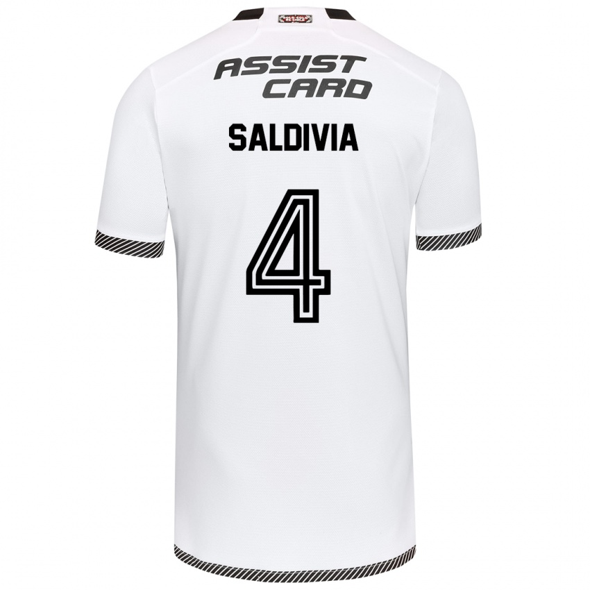 Bambino Maglia Alan Saldivia #4 Bianco Nero Kit Gara Home 2024/25 Maglietta