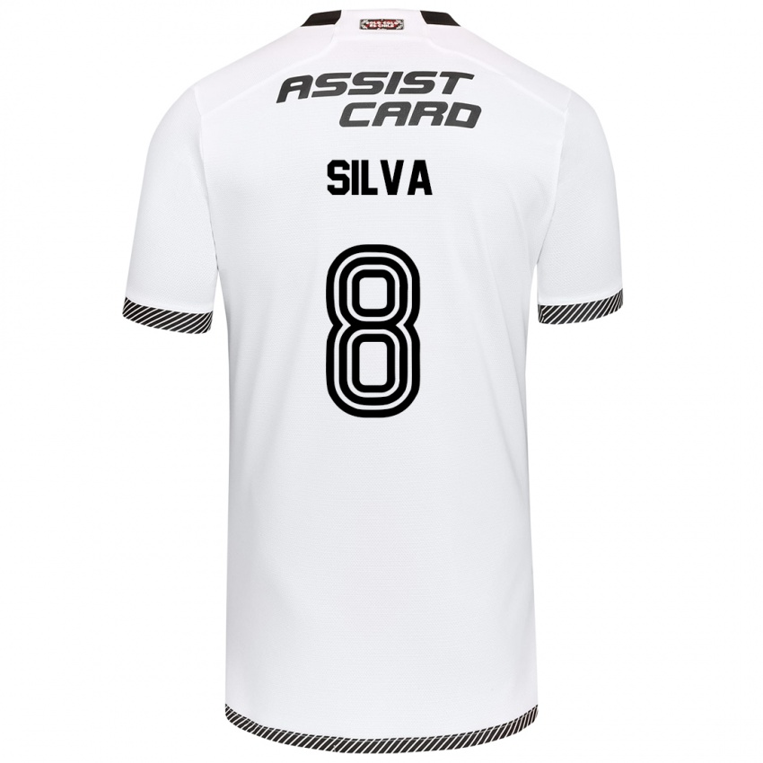 Bambino Maglia Bastián Silva #8 Bianco Nero Kit Gara Home 2024/25 Maglietta