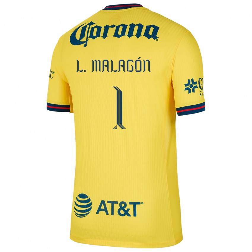 Bambino Maglia Luis Malagón #1 Giallo Blu Kit Gara Home 2024/25 Maglietta