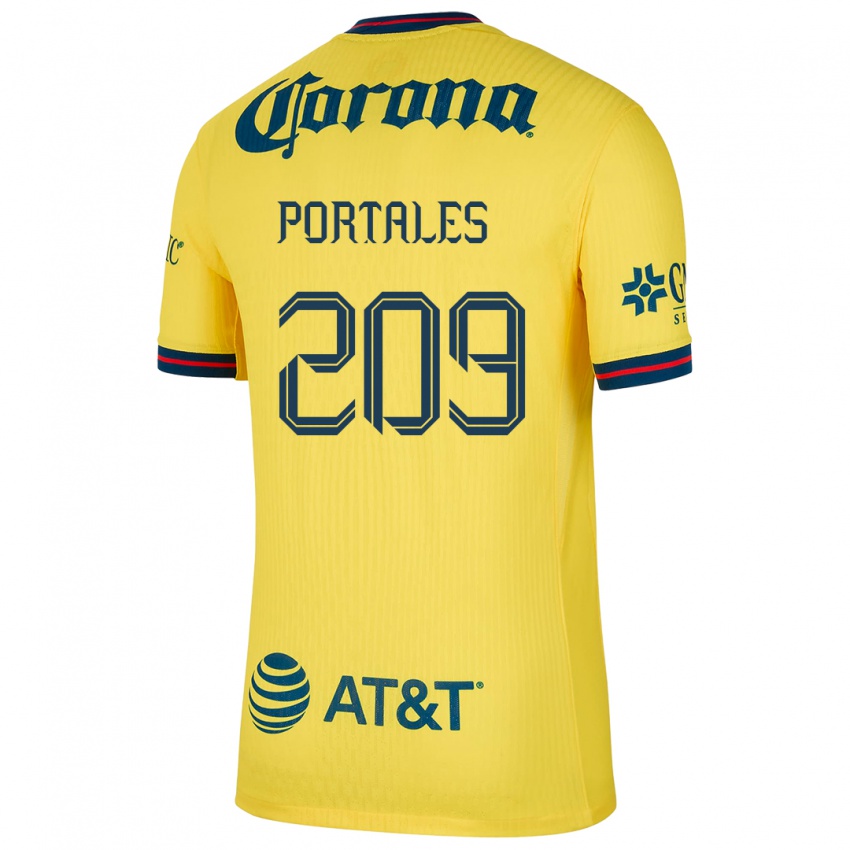 Bambino Maglia Walter Portales #209 Giallo Blu Kit Gara Home 2024/25 Maglietta