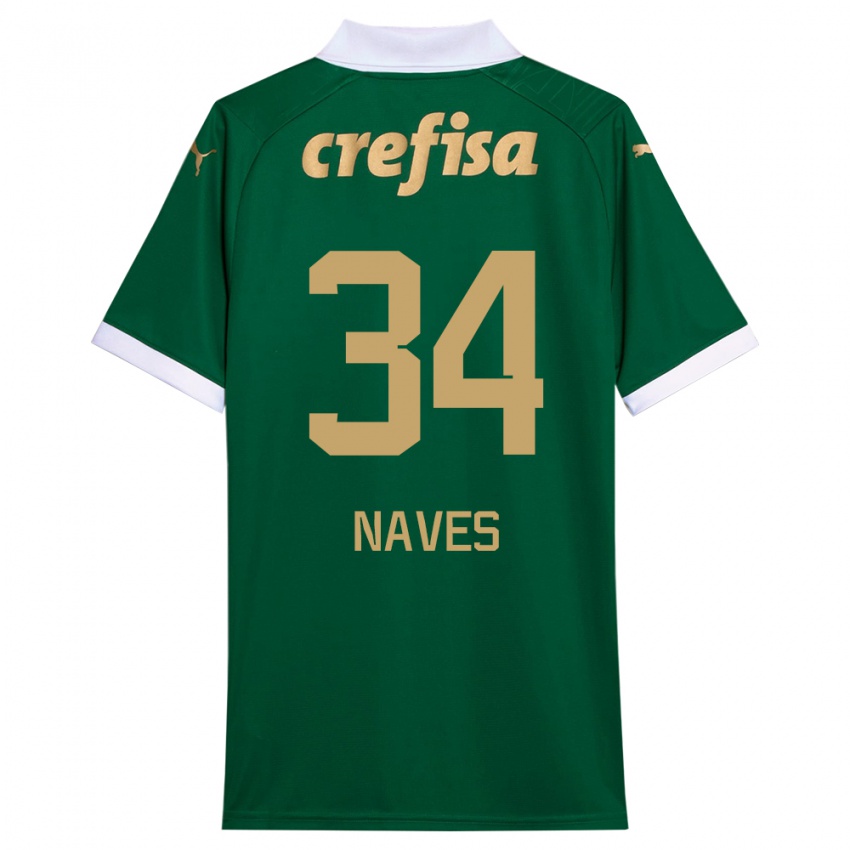 Bambino Maglia Naves #34 Verde Bianco Kit Gara Home 2024/25 Maglietta