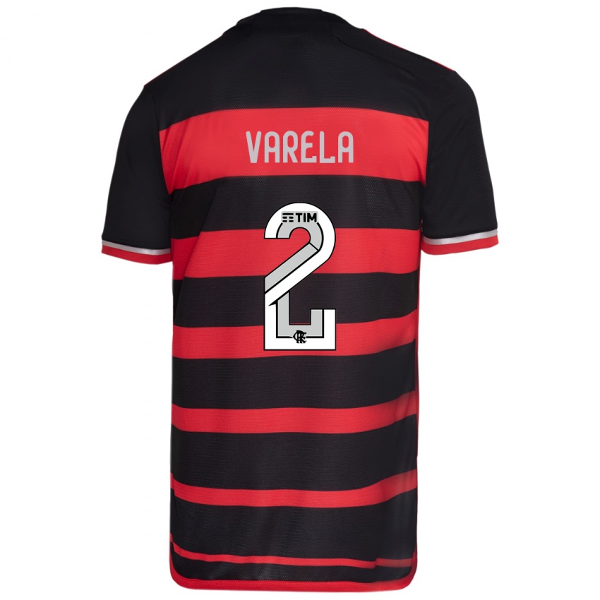 Bambino Maglia Guillermo Varela #2 Rosso Nero Kit Gara Home 2024/25 Maglietta