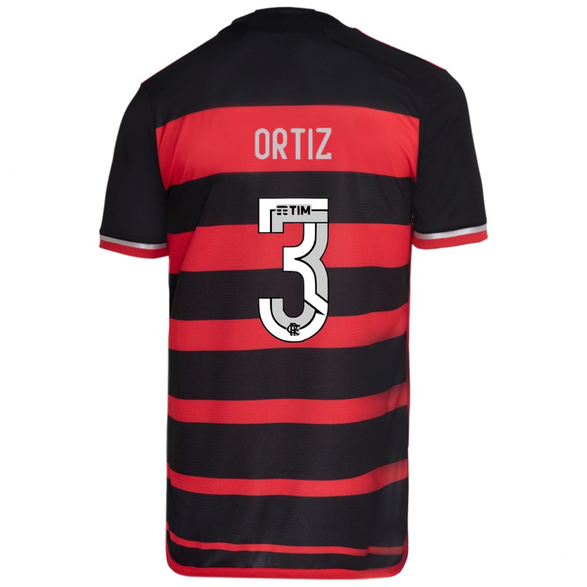 Bambino Maglia Léo Ortiz #3 Rosso Nero Kit Gara Home 2024/25 Maglietta