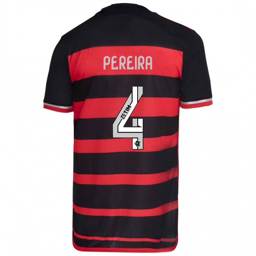 Bambino Maglia Leo Pereira #4 Rosso Nero Kit Gara Home 2024/25 Maglietta