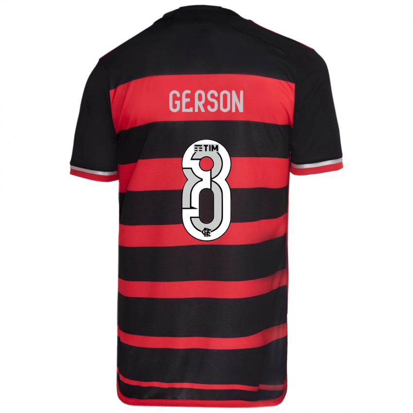 Bambino Maglia Gerson #8 Rosso Nero Kit Gara Home 2024/25 Maglietta